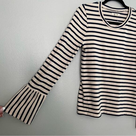 Madewell Stripe Play Ruffle Cuff Top Medium - Picture 3 of 7